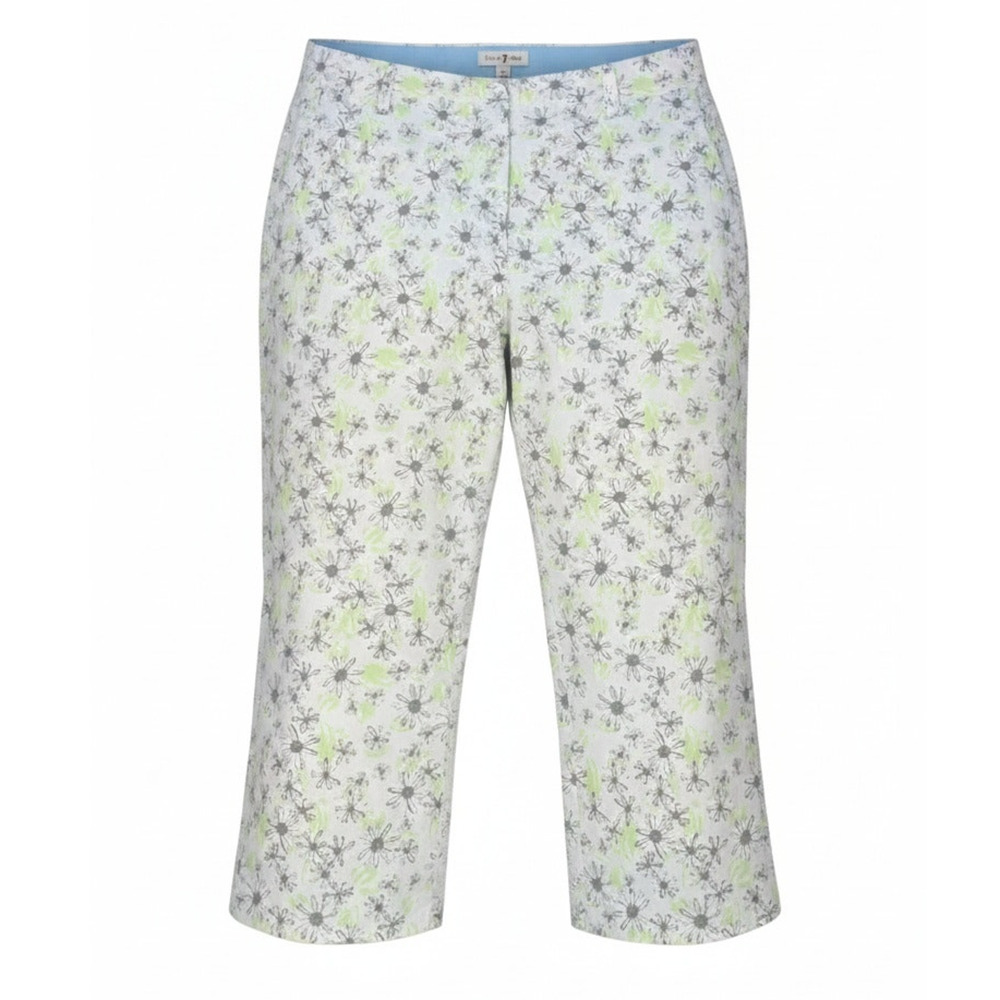 Duck Head Capri Pants Womens Size 12 Blue Green White Daisy Floral Stretch‎